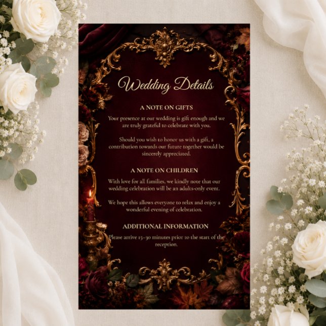 Gothic Autumn Romance Wedding  Enclosure Card (Creator Uploaded)