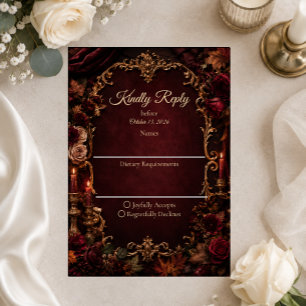 Gothic Autumn Romance Wedding RSVP Card