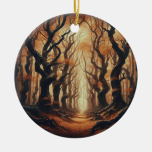 Gothic Autumn woods Ceramic Ornament