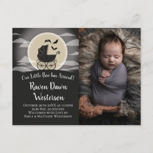 Gothic Baby Carriage Halloween Birth Annoucement Postcard