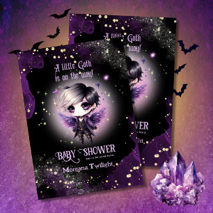 Gothic Baby Cute Boy  Moonlight Lullabies Invitation
