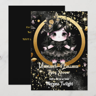 Gothic Baby Shower Cute Girl Moonlight Lullabies Invitation
