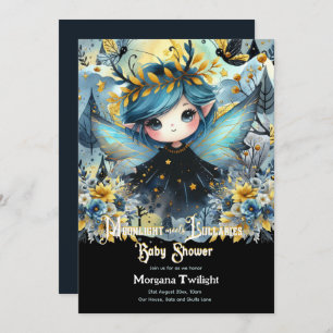 Gothic Baby Shower Cute Girl Moonlight Lullabies Invitation