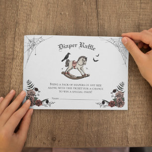 Gothic Baby Shower Diaper Raffle Pink and Black Enclosure Card