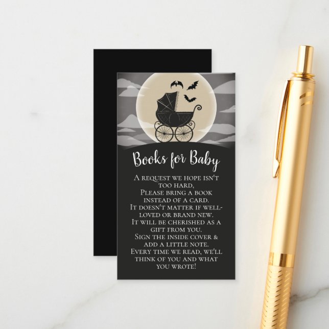 Gothic Baby Shower Halloween Carriage Enclosure Card (Front/Back In Situ)