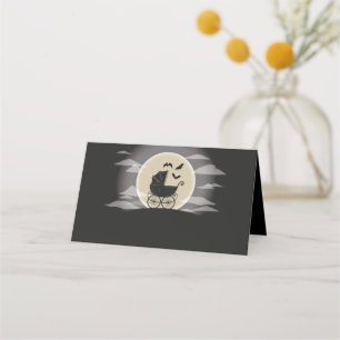 Gothic Baby Shower Halloween Carriage Place Card