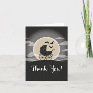 Gothic Baby Shower Halloween Carriage Thank You Card