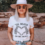 Gothic Bachelorette Party Custom Bridesmaid Spooky T-Shirt<br><div class="desc">Looking for the perfect way to show your support for your gothic wedding? Look no further than our personalised bridesmaid t-shirt! This shirt features a dark fairytale wedding design with Til Death Do We Party text above the heart and Til Death Do We Part text below it. Perfect for the...</div>