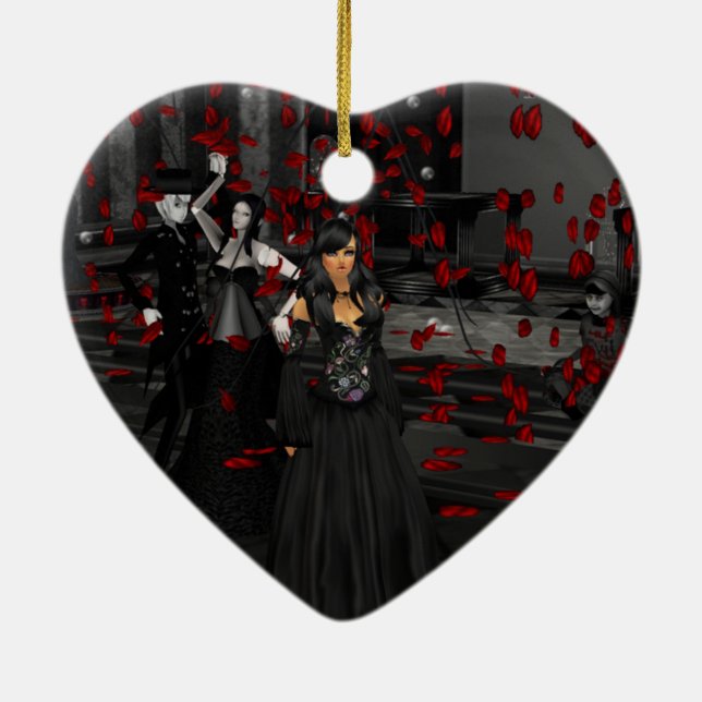 Gothic Ball Room Heart Ornament (Back)