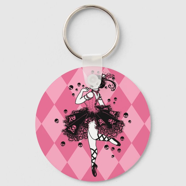 Gothic Ballerina in Pink Key Ring (Front)