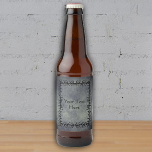 Gothic Barbed black Branch Frame Glowing Grey Beer Bottle Label