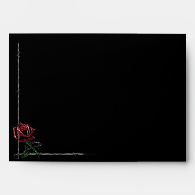 Gothic Barbed Wire and Rose Elegant Envelope (Front)