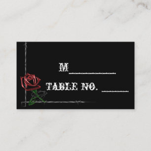 Gothic Barbed Wire and Rose Wedding Place Card