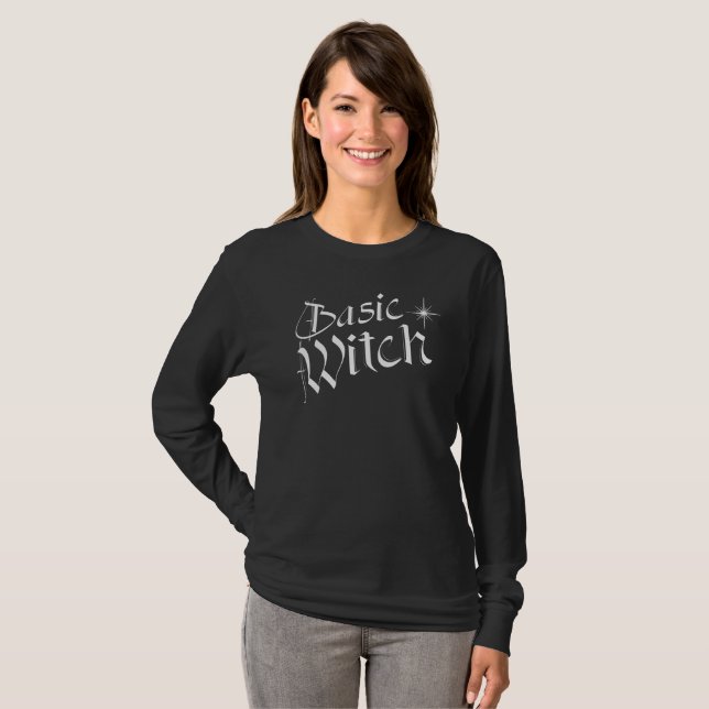Gothic Basic Witch Costume Star Modern Halloween T-Shirt (Front Full)