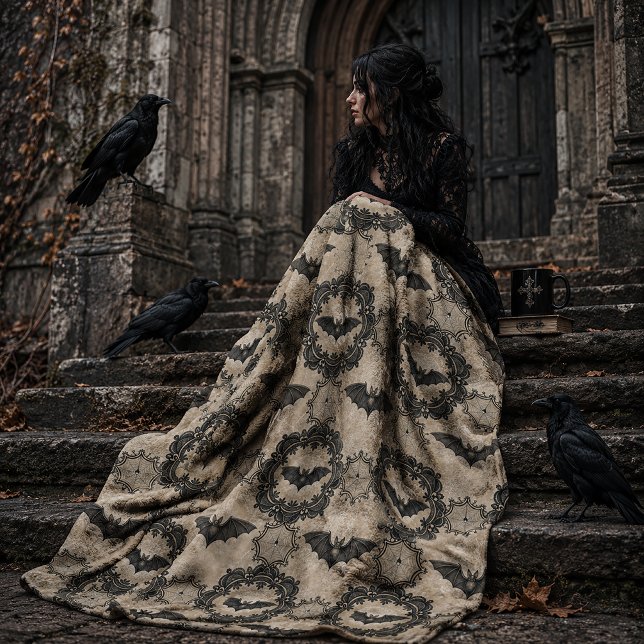 Gothic Bat Design Fleece Blanket (Creator Uploaded)