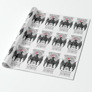 Gothic Bat Merry Christmas Holiday Wrapping Paper
