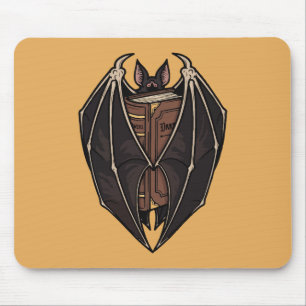 Gothic Bat Reading Dark Spell Book Mouse Pad