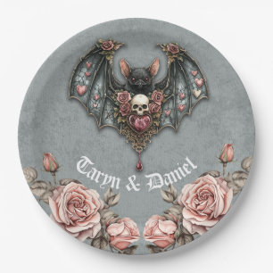 Gothic Bat Wedding  Paper Plate