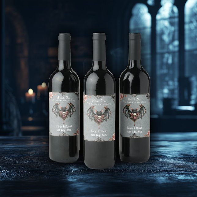 Gothic Bat Wedding  Wine Label (Creator Uploaded)