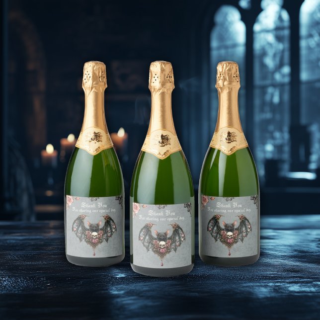 Gothic Bat Wedding Wine Labels (Creator Uploaded)