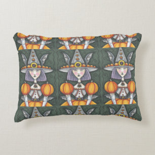 Gothic Bat Witch HALLOWEEN ACCENT PILLOW