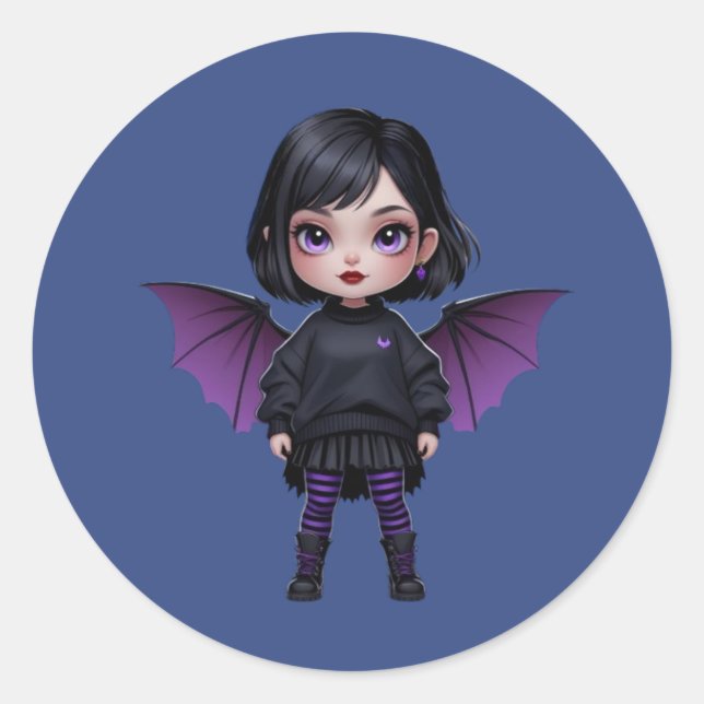 Gothic Batgirl  Classic Round Sticker (Front)