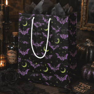Gothic Bats & Crescent Moons Halloween Medium Gift Bag