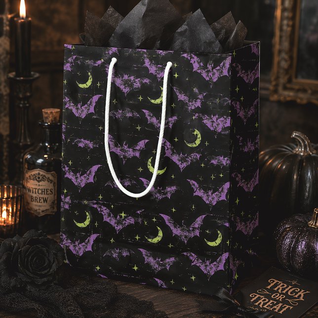 Gothic Bats & Crescent Moons Halloween Medium Gift Bag (Creator Uploaded)
