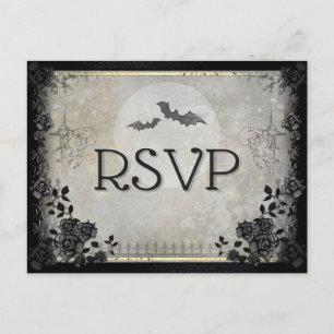Gothic Bats Grey RSVP PostCard