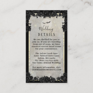 Gothic Bats Halloween Elegant Wedding Details Enc Enclosure Card