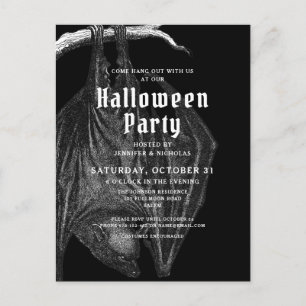Gothic Bats Halloween Party Invitation  Postcard