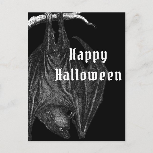 Gothic Bats Happy Halloween  Postcard (Front)