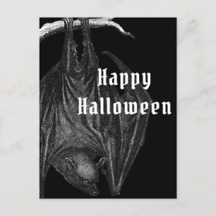Gothic Bats Happy Halloween Postcard