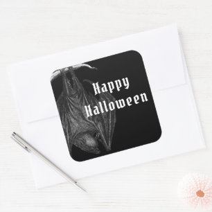 Gothic Bats Happy Halloween Square Sticker