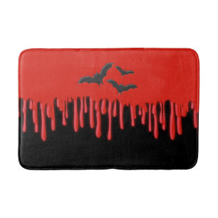 Gothic Bats & Red Dripping Blood Halloween Party Bath Mat