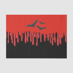 Gothic Bats & Red Dripping Blood Halloween Party Tissue Paper