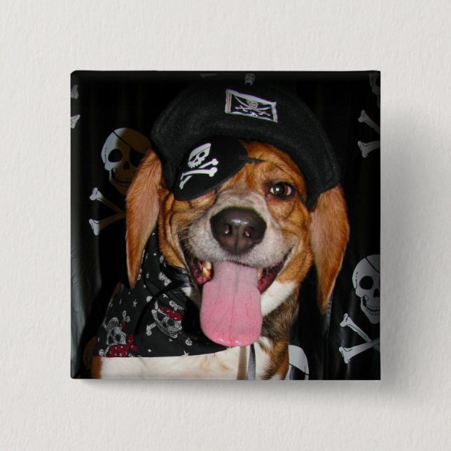 Gothic Beagle Pirate dog Button (Front)
