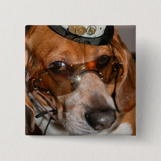 Gothic Beagle Steampunk dog Button (Front)
