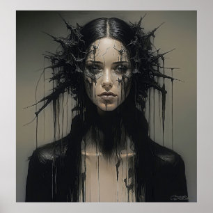 Gothic Beauty: Abstract Expressionist Poster