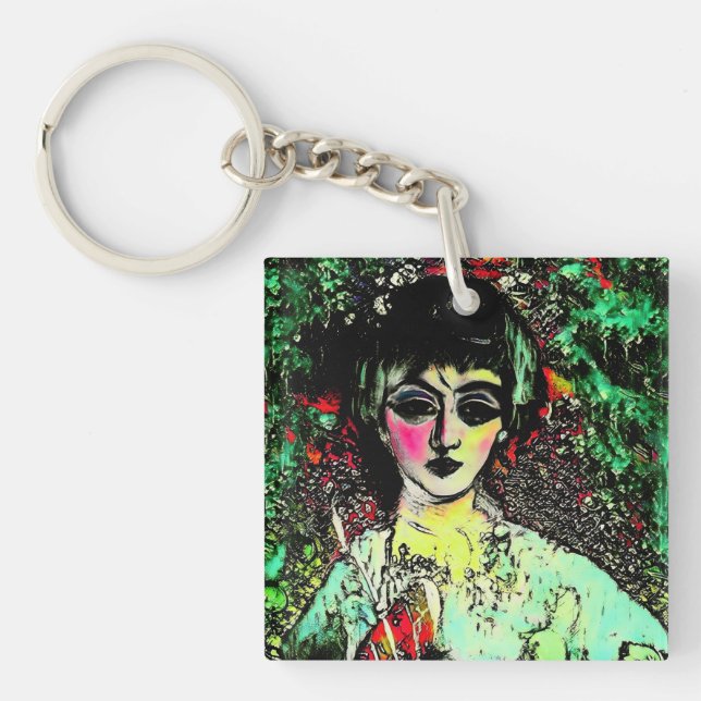 Gothic Beauty Portrait  Key Ring (Front)