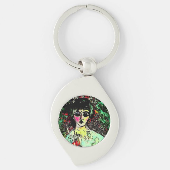 Gothic Beauty Portrait  Key Ring (Front)