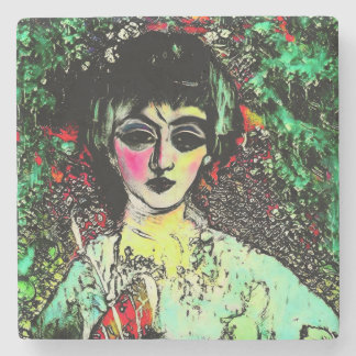 Gothic Beauty Portrait Stone Coaster