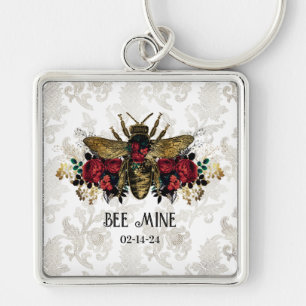 Gothic Bee & Roses  Key Ring