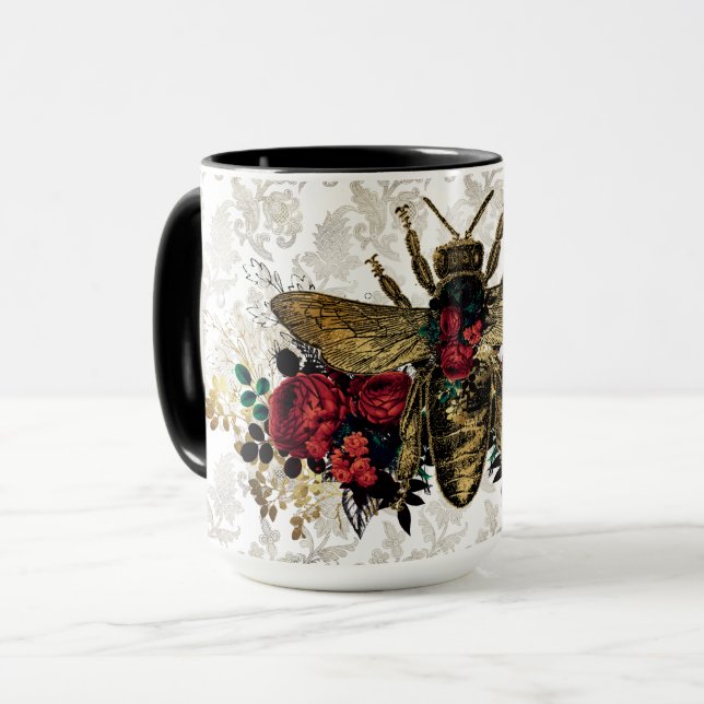 Gothic Bee & Roses  Mug (Front Left)