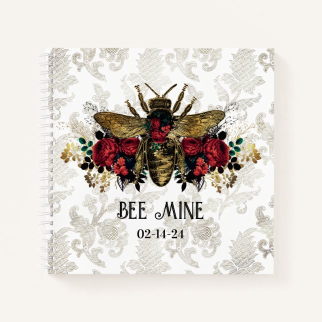 Gothic Bee & Roses  Notebook (Front)