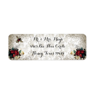 Gothic Bee & Roses Return Address Label