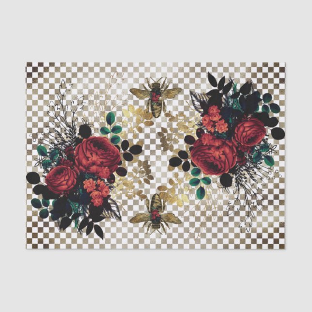 Gothic Bee & Roses Tissue Paper (Front)