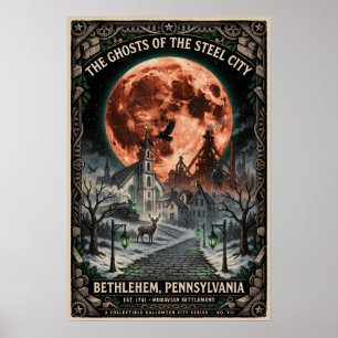 Gothic Bethlehem, PA Art Vintage Horror Travel Poster