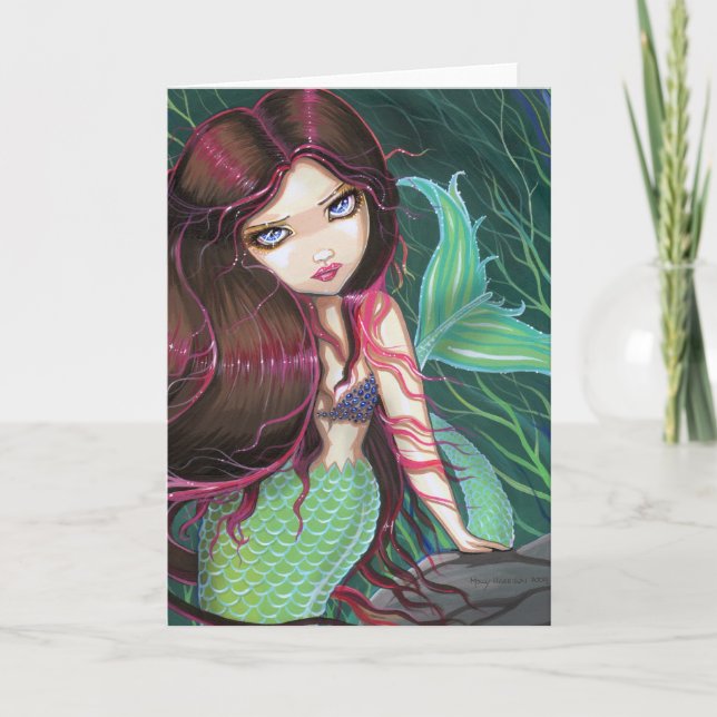 Gothic Big Eye Mermaid Greeting Card Notecard (Front)