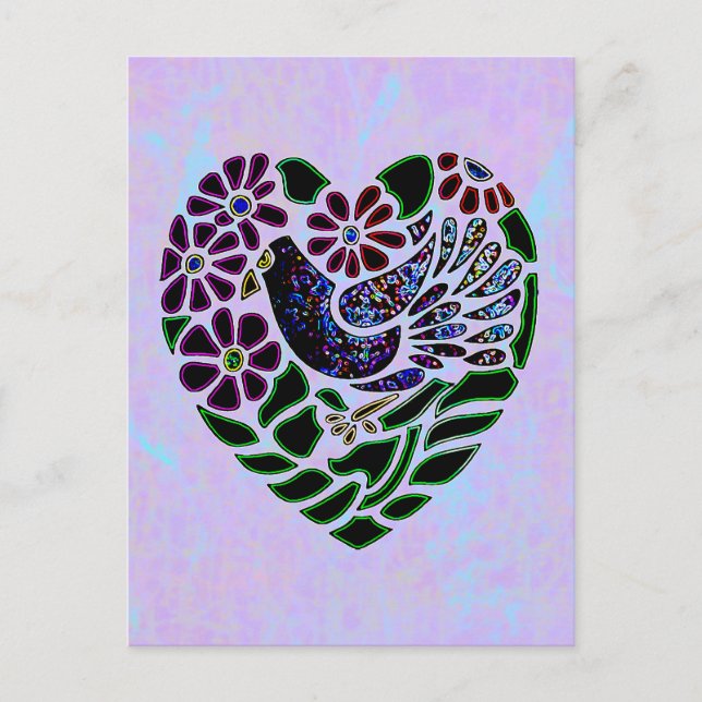 Gothic Bird in Heart Postcard (Front)